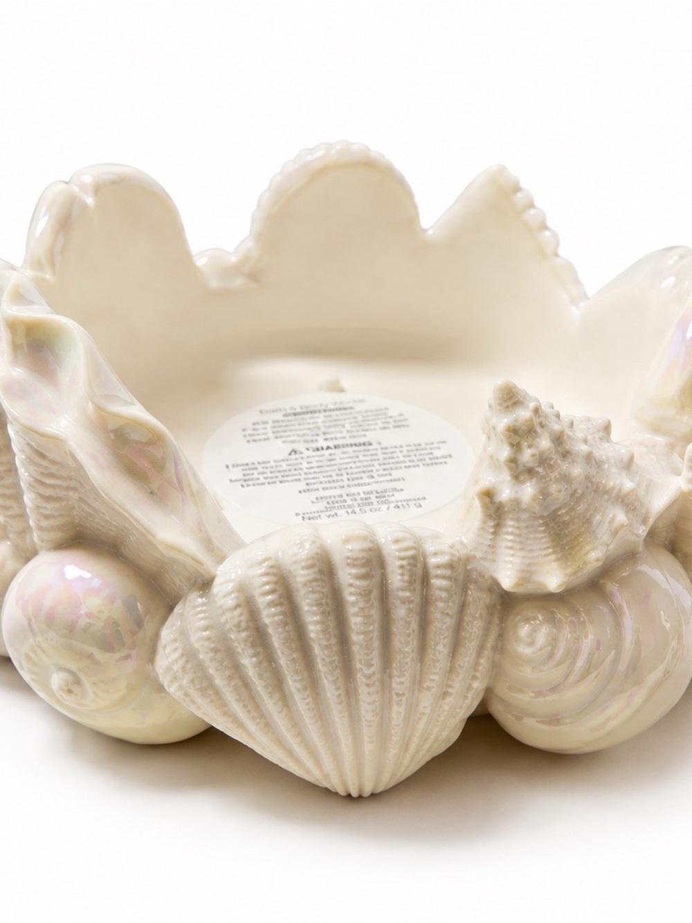 Bath & Body Works 3-Wick Seashell Candle Holder w/ Iridescent Shells NEW W/ TAG - Picture 2 of 4